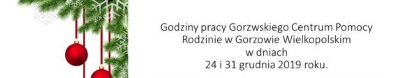 Read more about the article Godziny pracy GCPR w dniach 24 i 31 grudnia 2019 r.